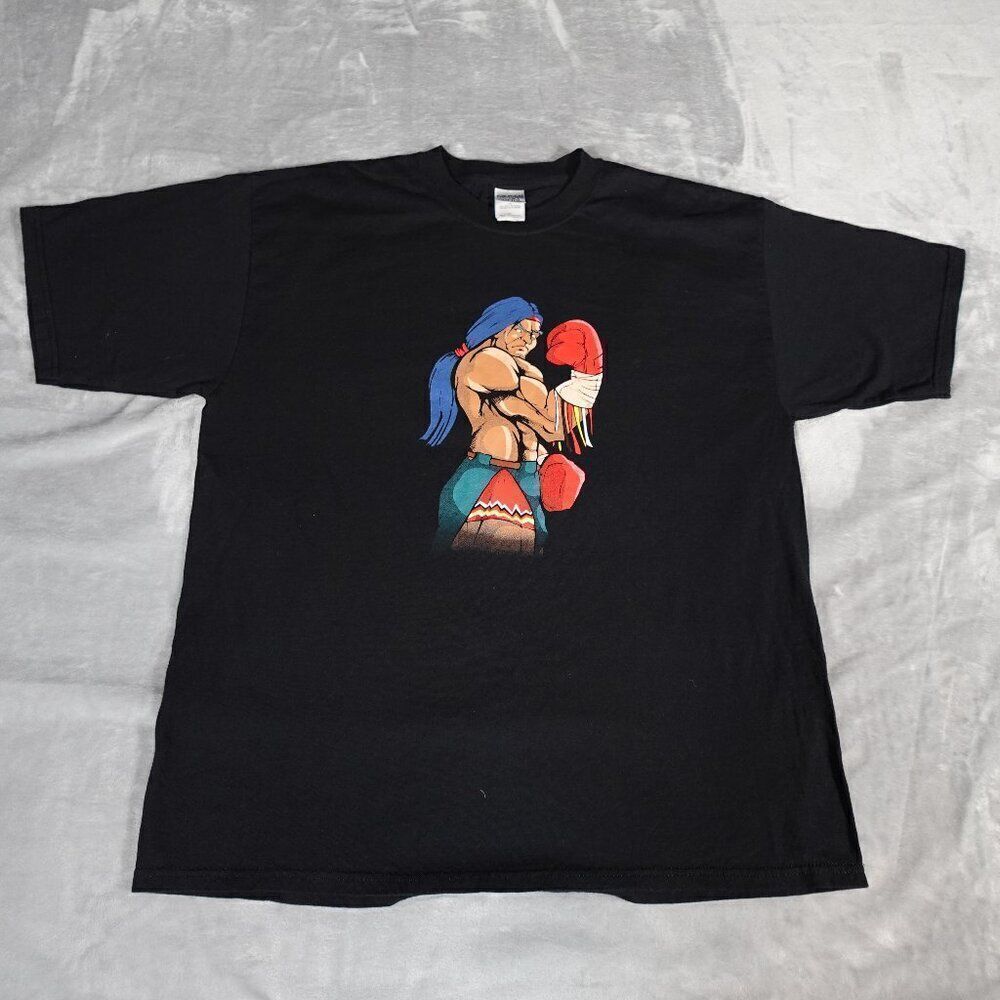 Vintage Native American Kickboxer Anime Style Graphic T Shirt Mens XL Y2K 2000s